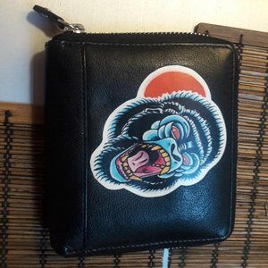 Free People leather wallet with gorilla decal